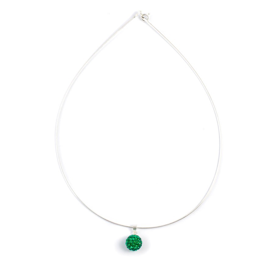 Silver Necklace with Sparkling Sphere Pendant - 0 - Boutique Nirvana