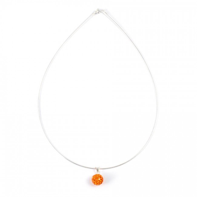 Silver Necklace with Sparkling Sphere Pendant - 0 - Boutique Nirvana