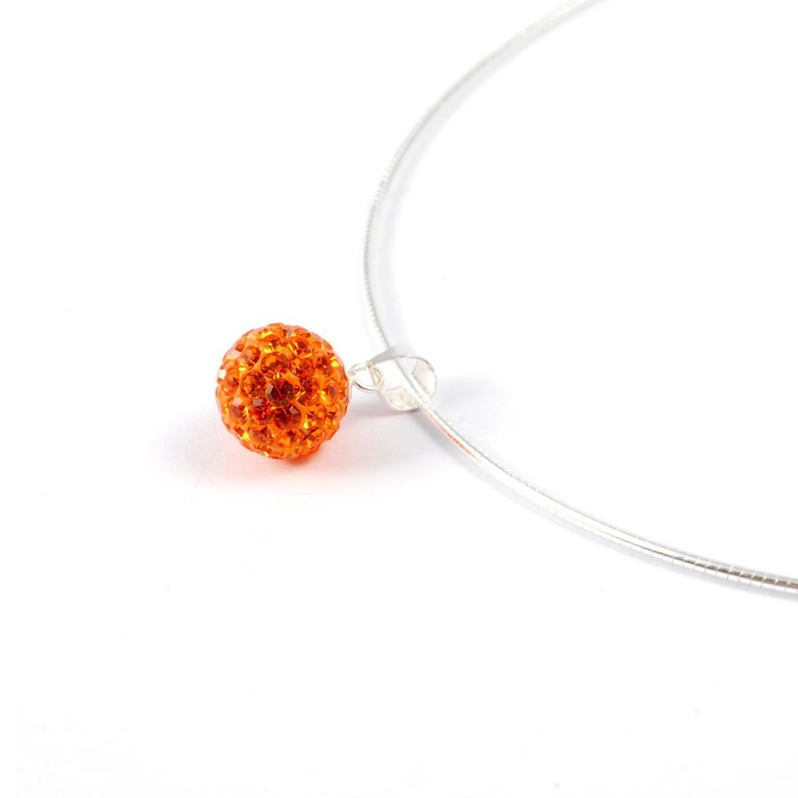 Silver Necklace with Sparkling Sphere Pendant - 0 - Boutique Nirvana