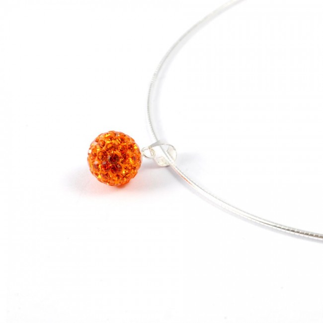 Silver Necklace with Sparkling Sphere Pendant - 0 - Boutique Nirvana