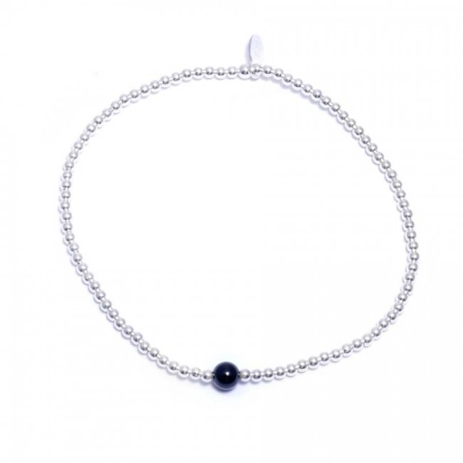 Bracelet petites perles argent et pierre fine - 0 - Boutique Nirvana