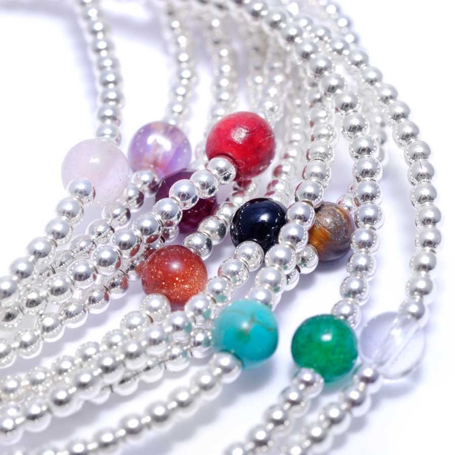 Bracelet petites perles argent et pierre fine - 0 - Boutique Nirvana