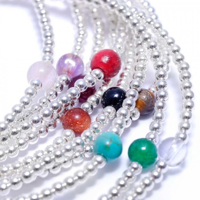 Bracelet petites perles argent et pierre fine - 0 - Boutique Nirvana