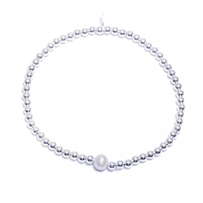 Bracelets élastiques perles d'argent moyennes et pierre naturelle - 0 - Boutique Nirvana