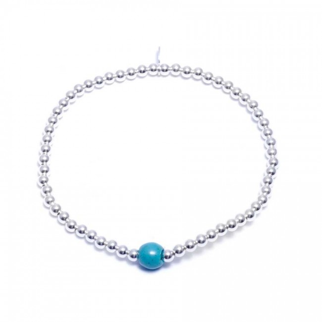 Bracelets élastiques perles d'argent moyennes et pierre naturelle - 0 - Boutique Nirvana
