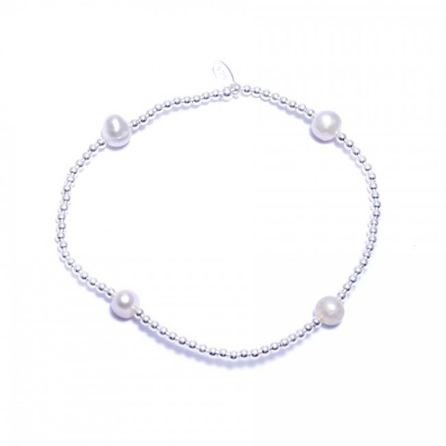 Bracelet élastique perles d'argent et perles d'eau douce - 0 - Boutique Nirvana