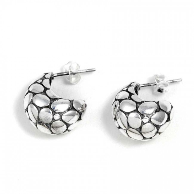 Petites créoles épaisses galets - BIJOUX ARGENT - Boutique Nirvana