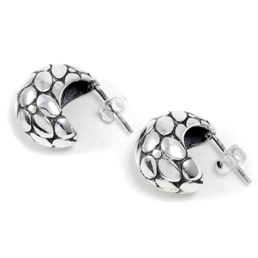 Petites créoles épaisses galets - BIJOUX ARGENT - Boutique Nirvana