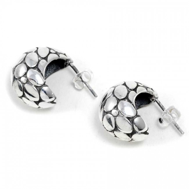 Petites créoles épaisses galets - BIJOUX ARGENT - Boutique Nirvana