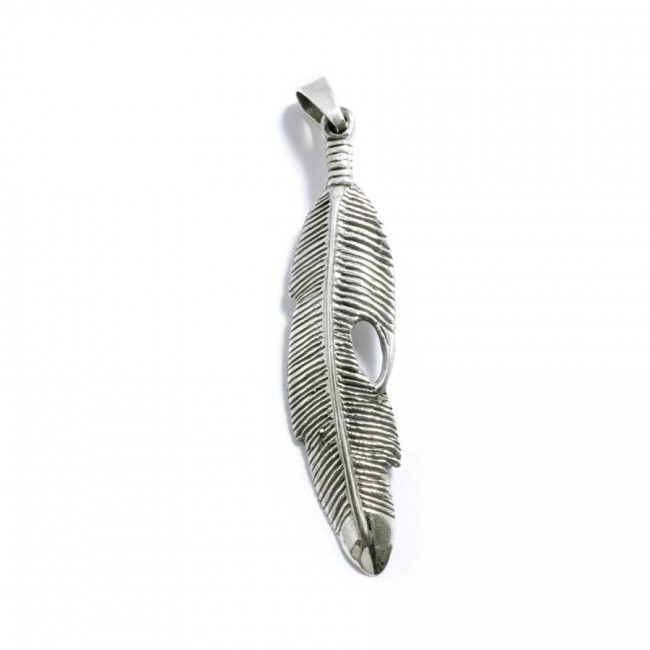 Pendentif argent longue plume - Silver Jewellery - Boutique Nirvana