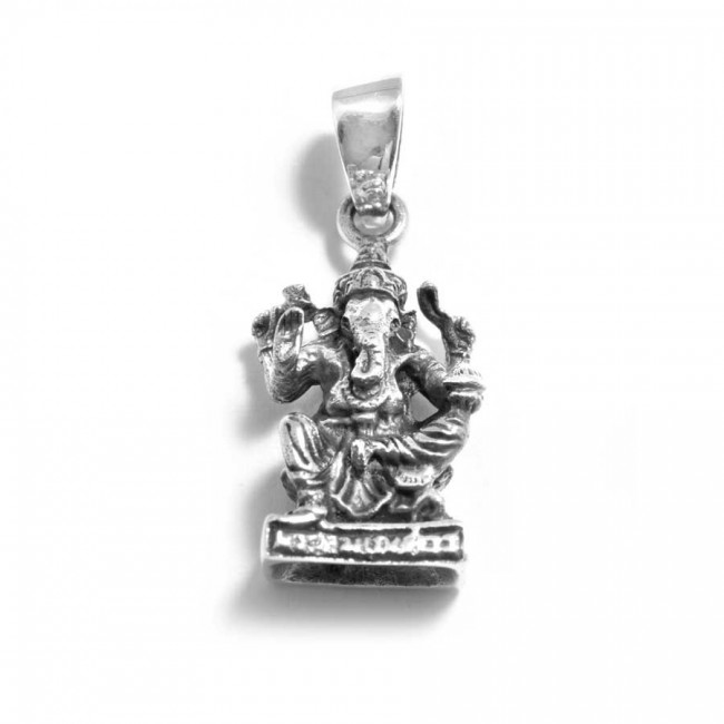 Pendentif argent vieilli ganesh sur base carrée - 0 - Boutique Nirvana