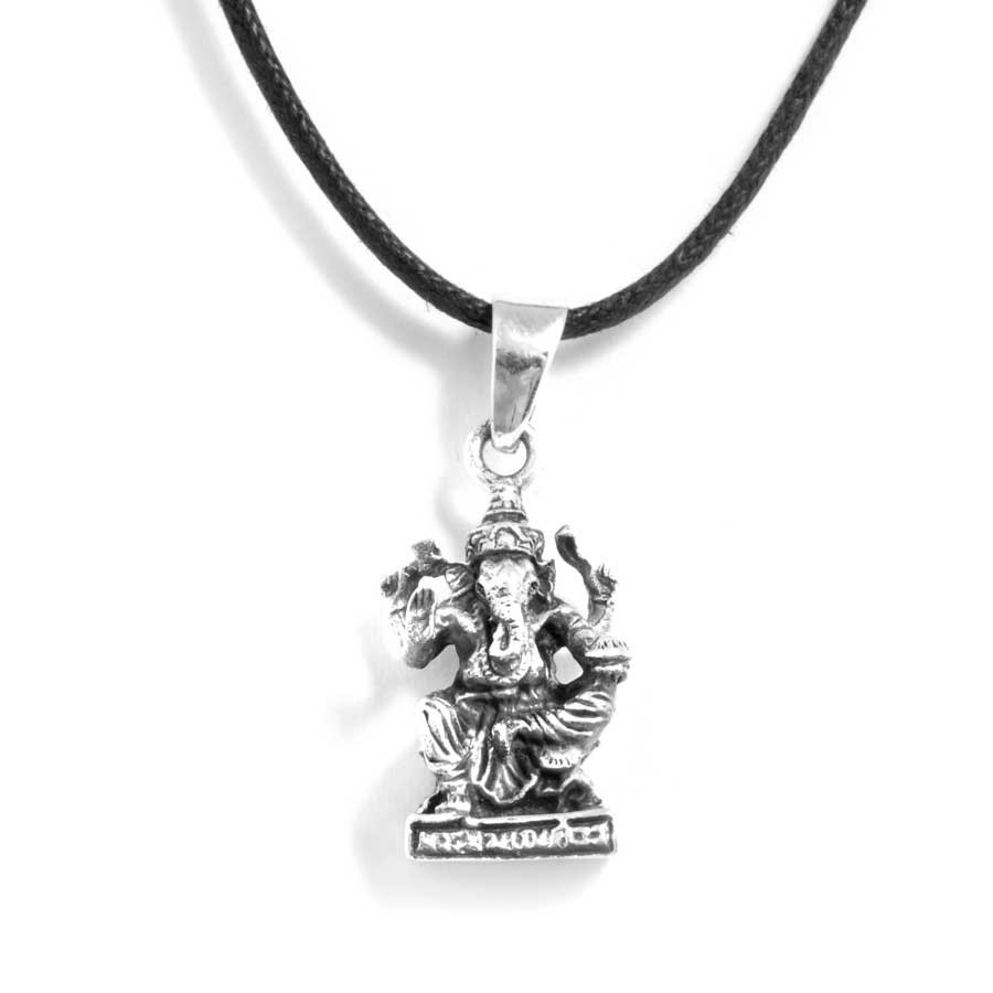 Pendentif argent vieilli ganesh sur base carrée - 0 - Boutique Nirvana