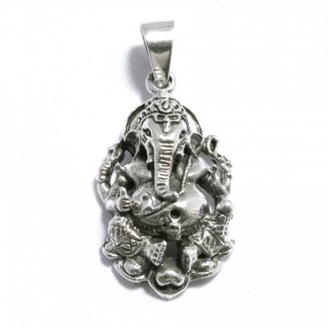 Pendentif argent vieilli Ganesh en volume - Silver Jewellery - Boutique Nirvana