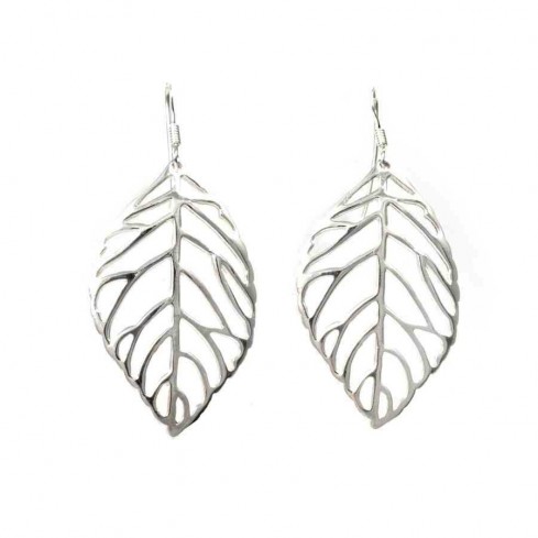 Sterling Silver Leaf Earrings - Silver Jewellery - Boutique Nirvana