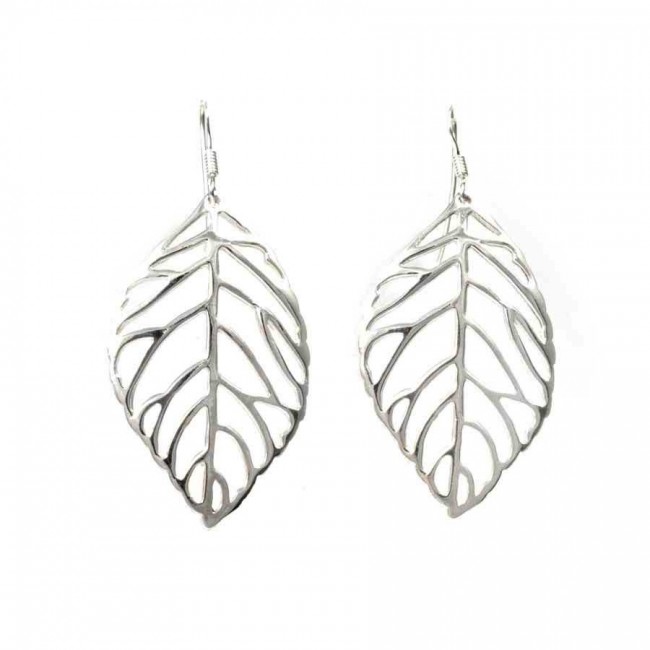 Sterling Silver Leaf Earrings - Silver Jewellery - Boutique Nirvana