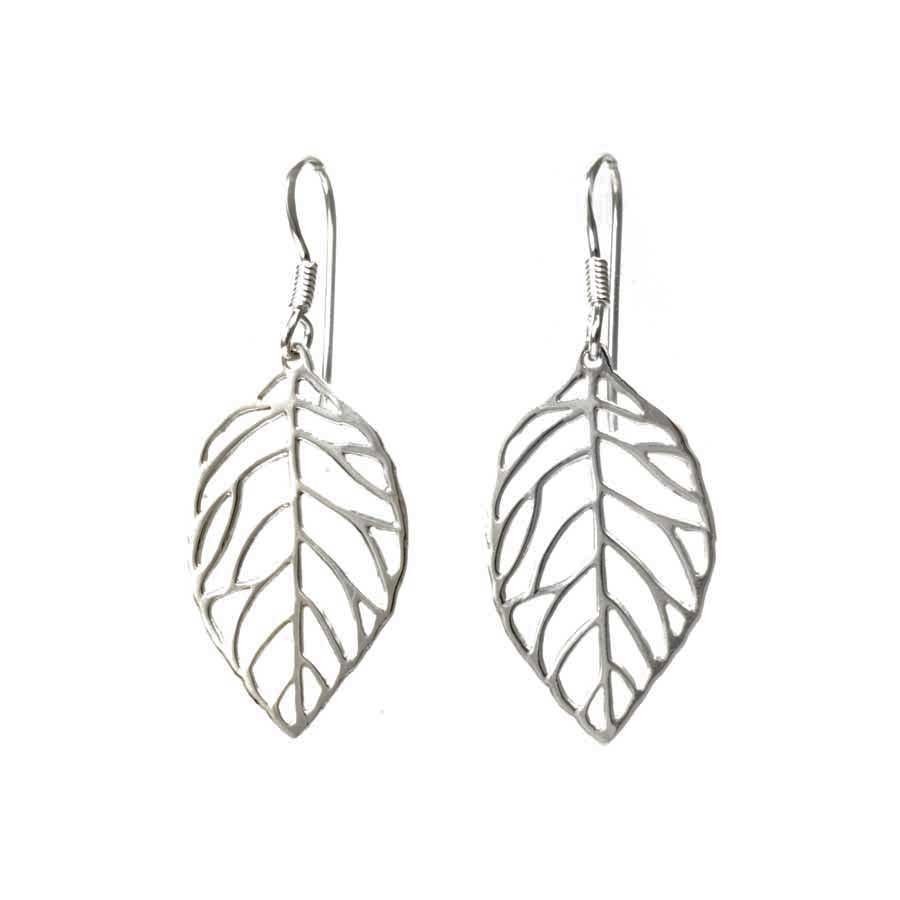 Small Silver Leaf Earrings - Silver Jewellery - Boutique Nirvana