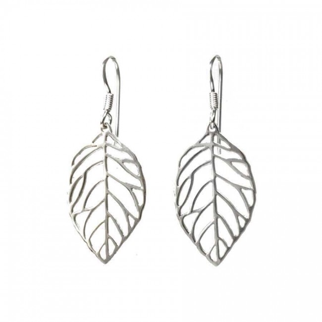 Small Silver Leaf Earrings - Silver Jewellery - Boutique Nirvana