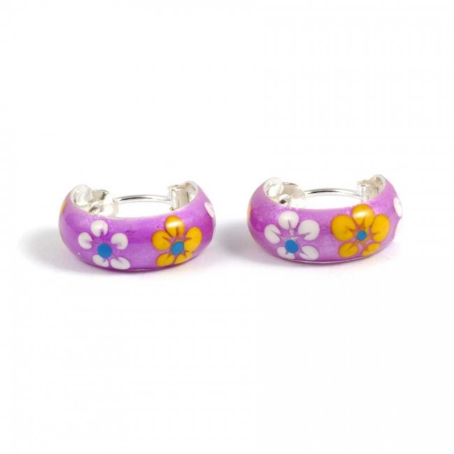 Petites créoles motifs colorés ⌀ 1,5 cm - BIJOUX ARGENT - Boutique Nirvana