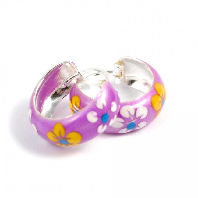Petites créoles motifs colorés ⌀ 1,5 cm - BIJOUX ARGENT - Boutique Nirvana