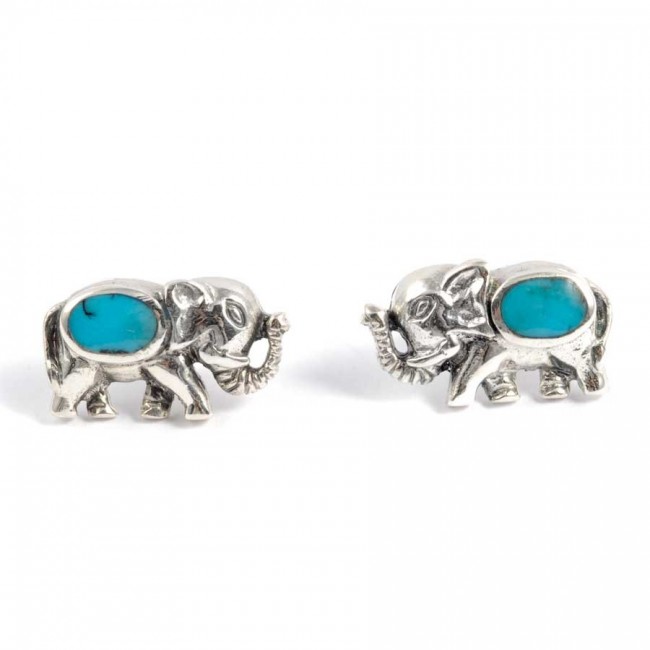 Boucles d'oreilles argent petit éléphant et pierre fine - BIJOUX ARGENT - Boutique Nirvana