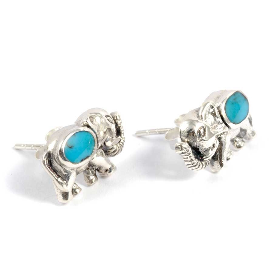 Boucles d'oreilles argent petit éléphant et pierre fine - BIJOUX ARGENT - Boutique Nirvana