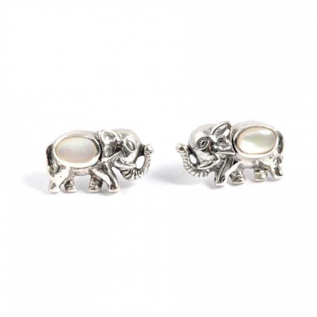 Boucles d'oreilles argent petit éléphant et pierre fine - BIJOUX ARGENT - Boutique Nirvana