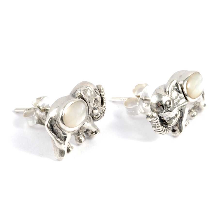 Boucles d'oreilles argent petit éléphant et pierre fine - BIJOUX ARGENT - Boutique Nirvana