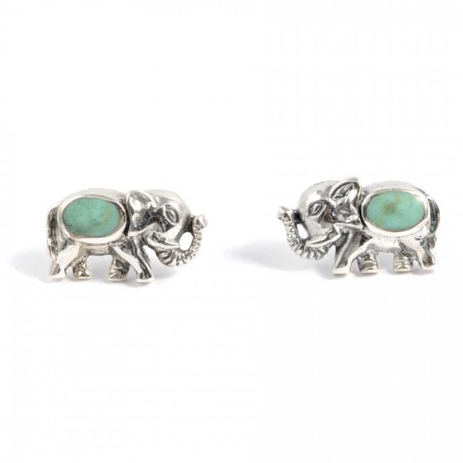 Boucles d'oreilles argent petit éléphant et pierre fine - BIJOUX ARGENT - Boutique Nirvana