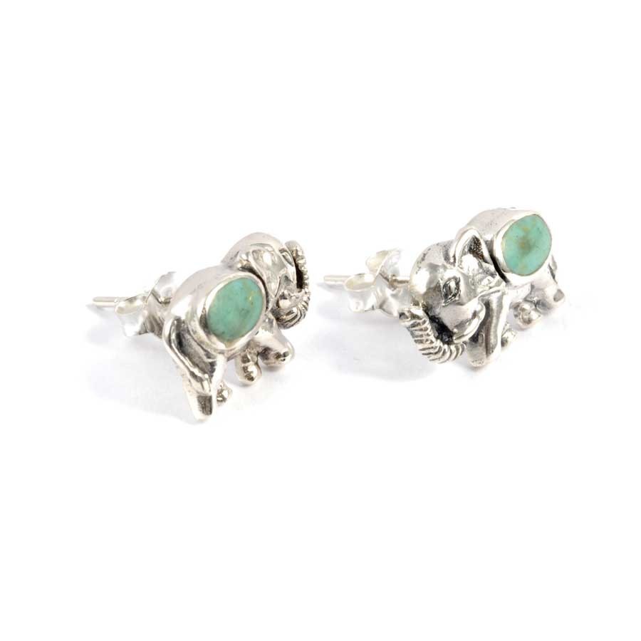 Boucles d'oreilles argent petit éléphant et pierre fine - BIJOUX ARGENT - Boutique Nirvana