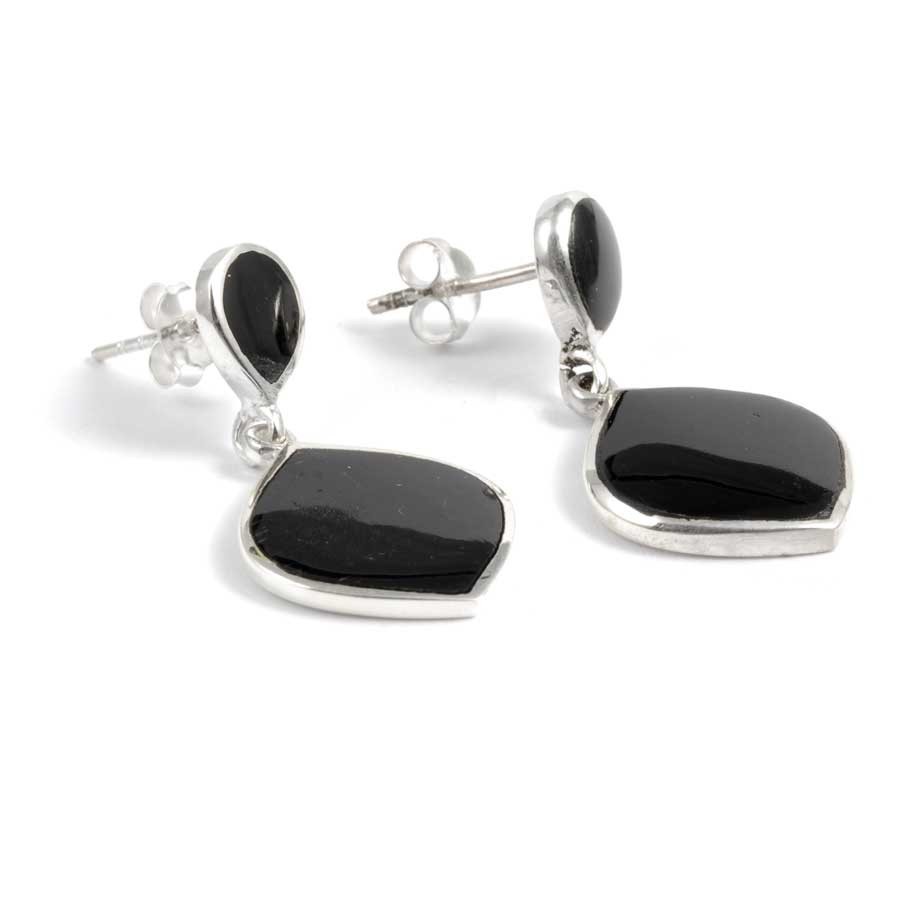 Boucles d'oreilles pendantes en argent et 2 pierres fines - Silver Jewellery - Boutique Nirvana
