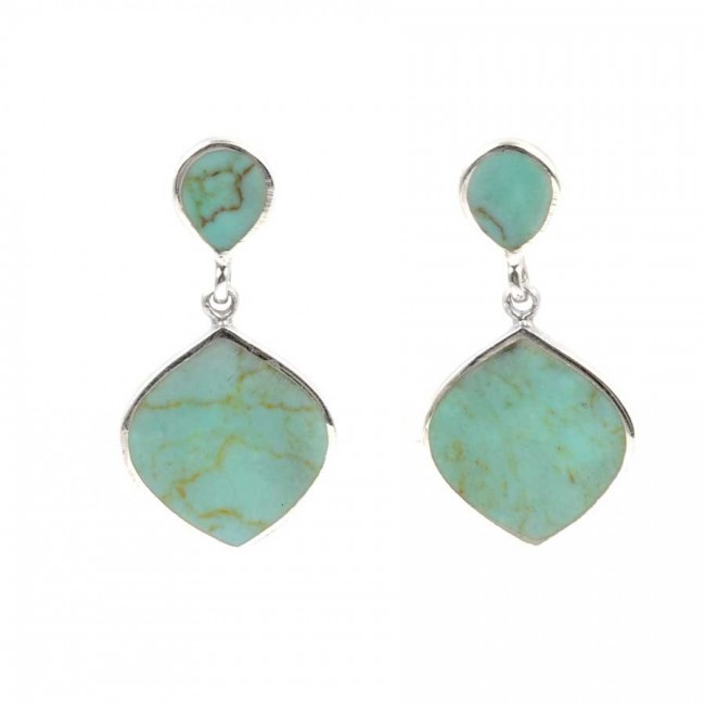 Boucles d'oreilles pendantes en argent et 2 losanges - BIJOUX ARGENT - Boutique Nirvana