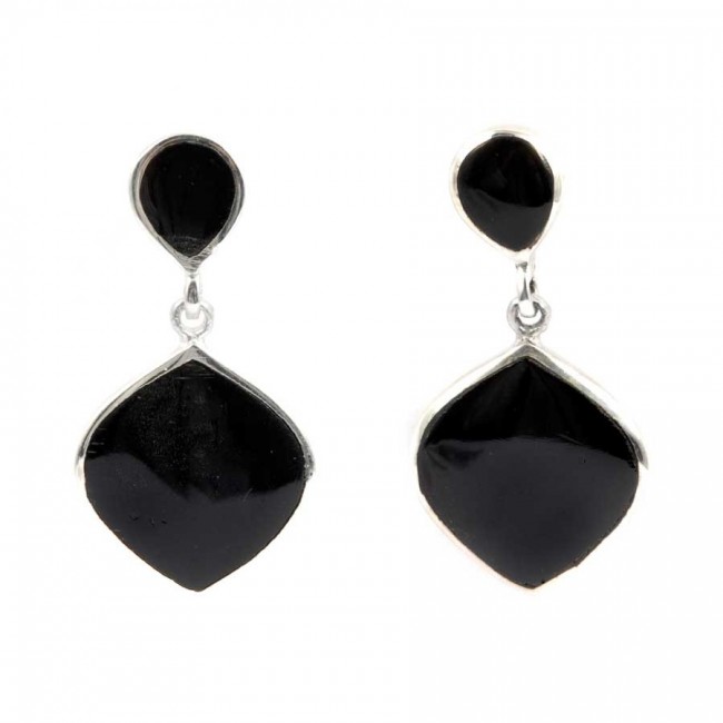 Boucles d'oreilles pendantes en argent et 2 pierres fines - Silver Jewellery - Boutique Nirvana