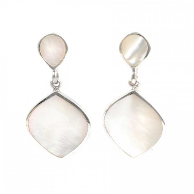 Boucles d'oreilles pendantes en argent et 2 losanges - BIJOUX ARGENT - Boutique Nirvana