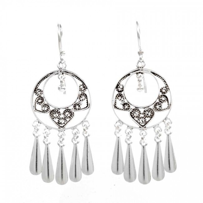 Boucles d'oreilles filigrane et pampilles - BIJOUX ARGENT - Boutique Nirvana