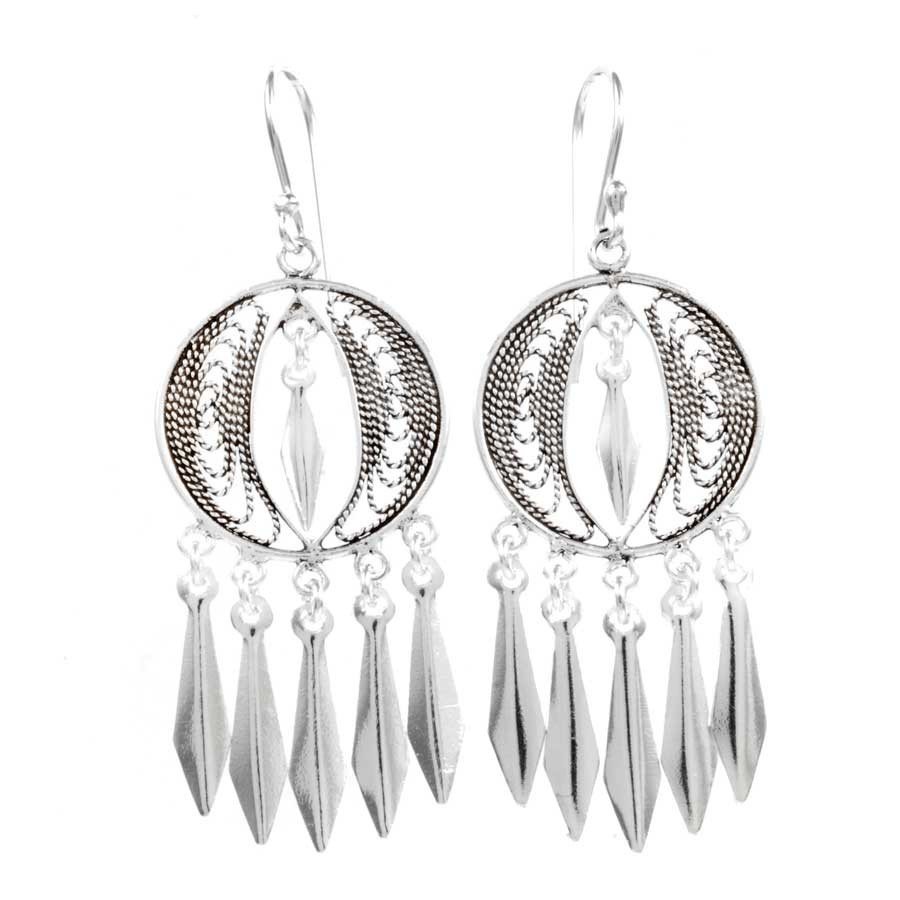 Boucles d'oreilles filigrane et pampilles - BIJOUX ARGENT - Boutique Nirvana