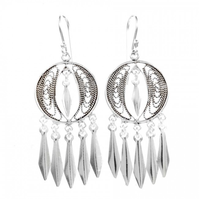 Boucles d'oreilles filigrane et pampilles - BIJOUX ARGENT - Boutique Nirvana