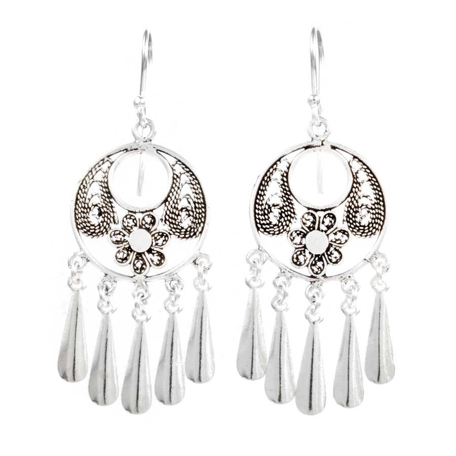 Boucles d'oreilles filigrane et pampilles - BIJOUX ARGENT - Boutique Nirvana