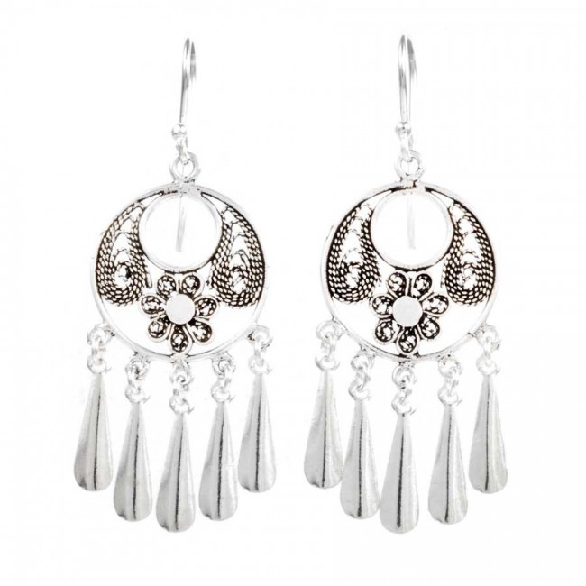 Boucles d'oreilles filigrane et pampilles - BIJOUX ARGENT - Boutique Nirvana