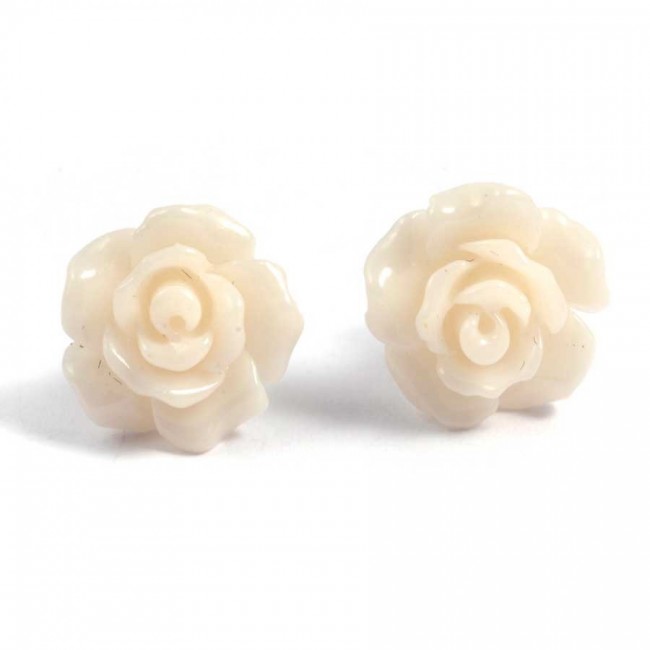 Coloured Rose Stud Earrings - Silver Jewellery - Boutique Nirvana