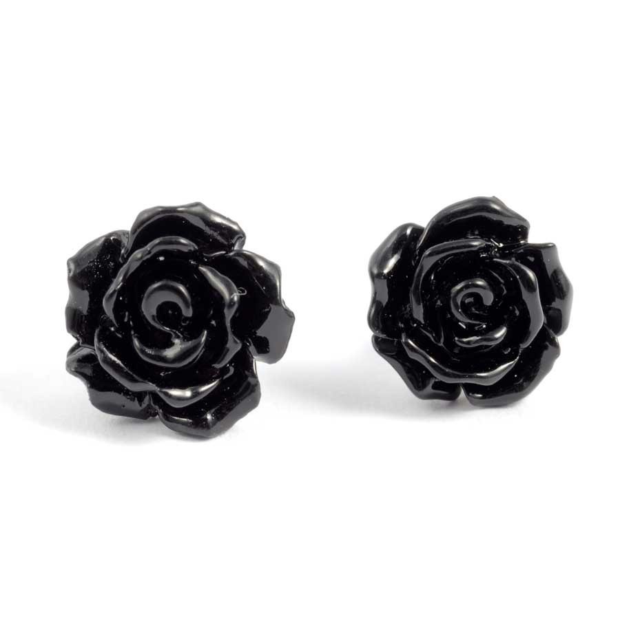 Coloured Rose Stud Earrings - Silver Jewellery - Boutique Nirvana