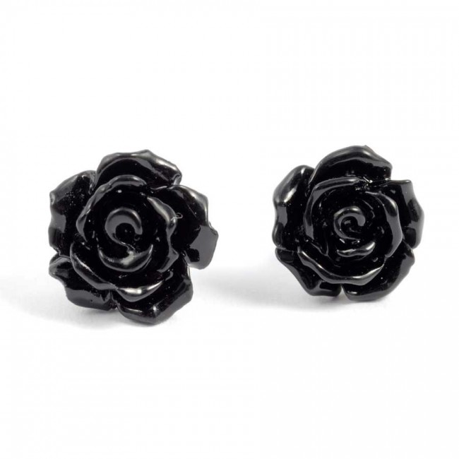 Coloured Rose Stud Earrings - Silver Jewellery - Boutique Nirvana