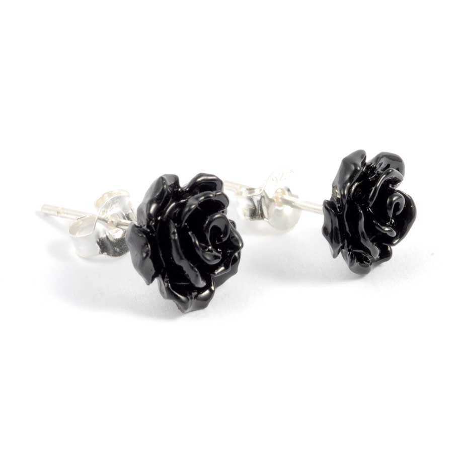 Coloured Rose Stud Earrings - Silver Jewellery - Boutique Nirvana