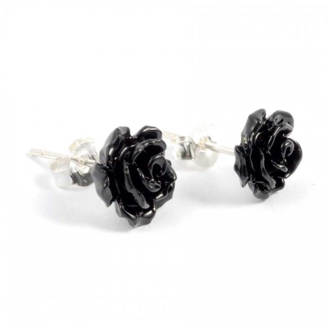 Coloured Rose Stud Earrings - Silver Jewellery - Boutique Nirvana