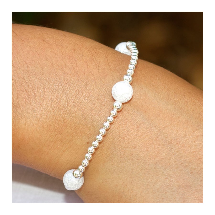 Unique Silver Beaded Gemstone Bracelet - 0 - Boutique Nirvana