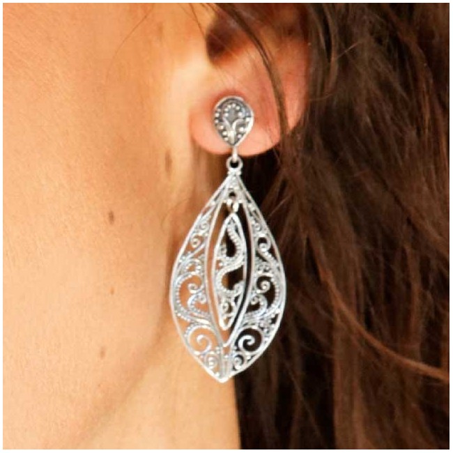 Boucles d'oreilles longues filigrane en argent - 0 - Boutique Nirvana