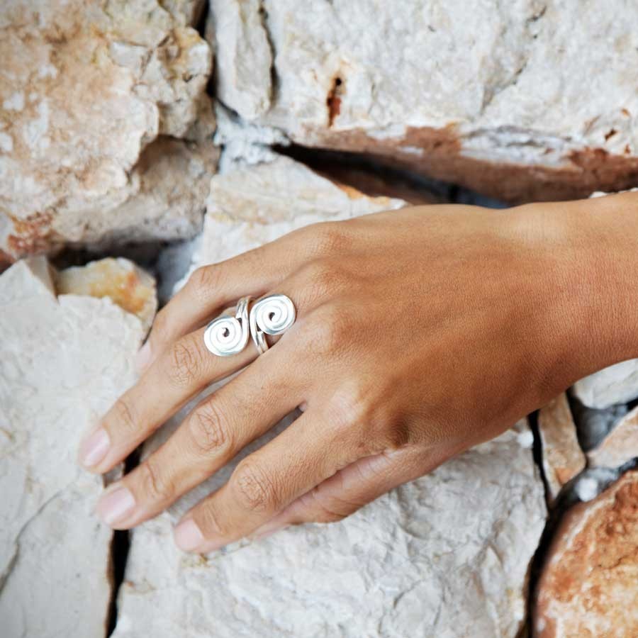Bague argent longue 2 spirales - BIJOUX ARGENT - Boutique Nirvana