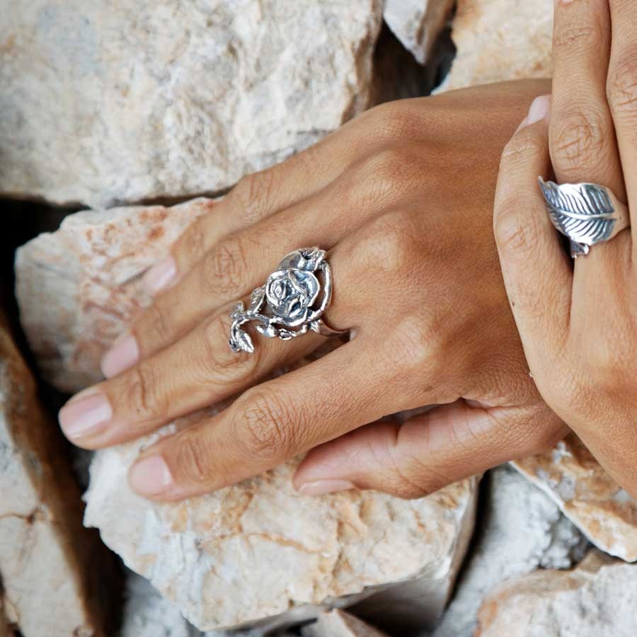 Silver Trailing Rose Ring - Silver Jewellery - Boutique Nirvana