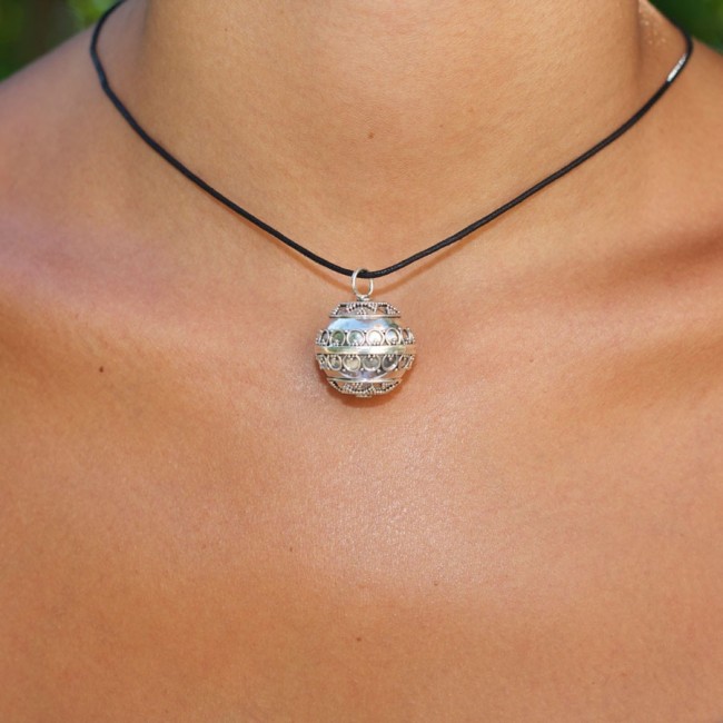 Dhanya Ethnic Silver Bola Pendant - Silver Jewellery - Boutique Nirvana
