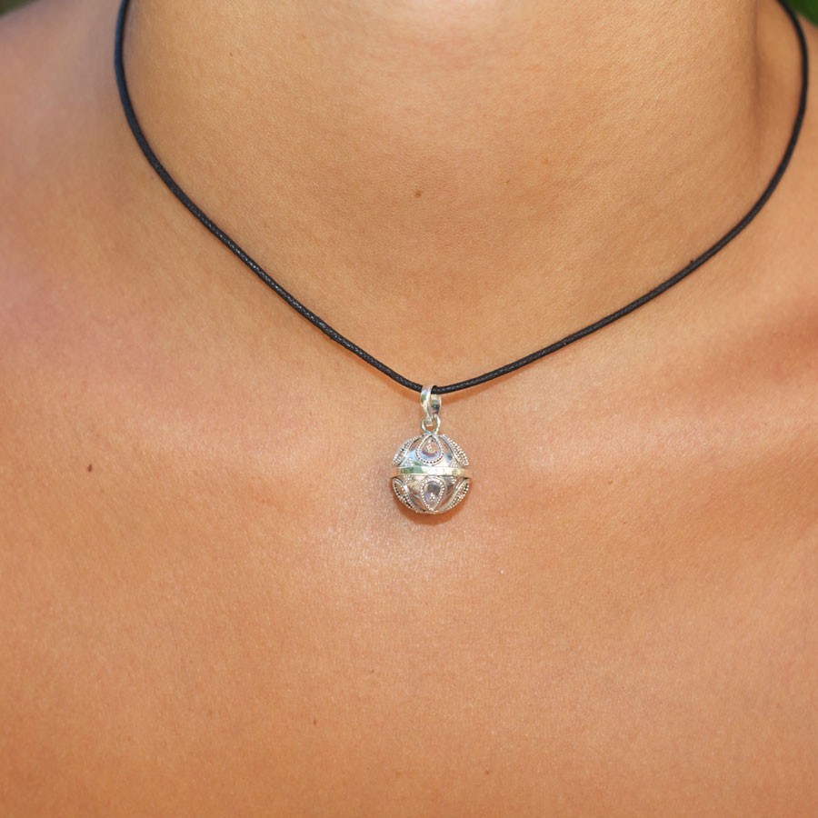 Tara Ethnic Silver Bola Pendant - 0 - Boutique Nirvana