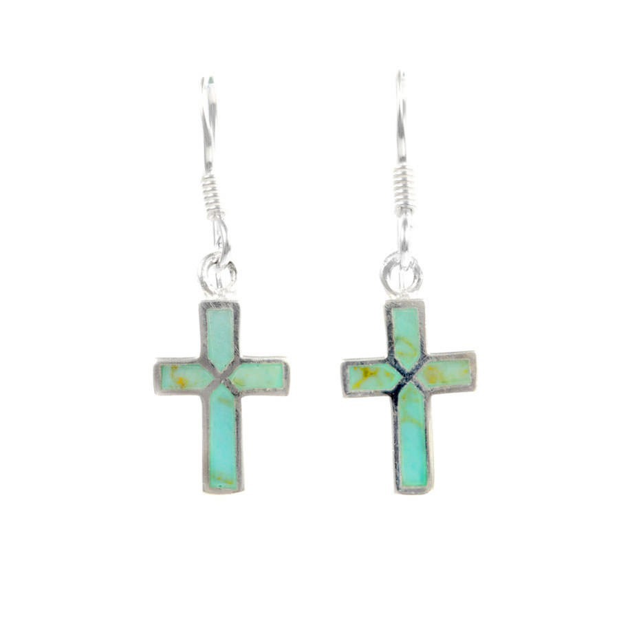 Boucles d'oreilles croix pendante incrustation pierres - BIJOUX ARGENT - Boutique Nirvana